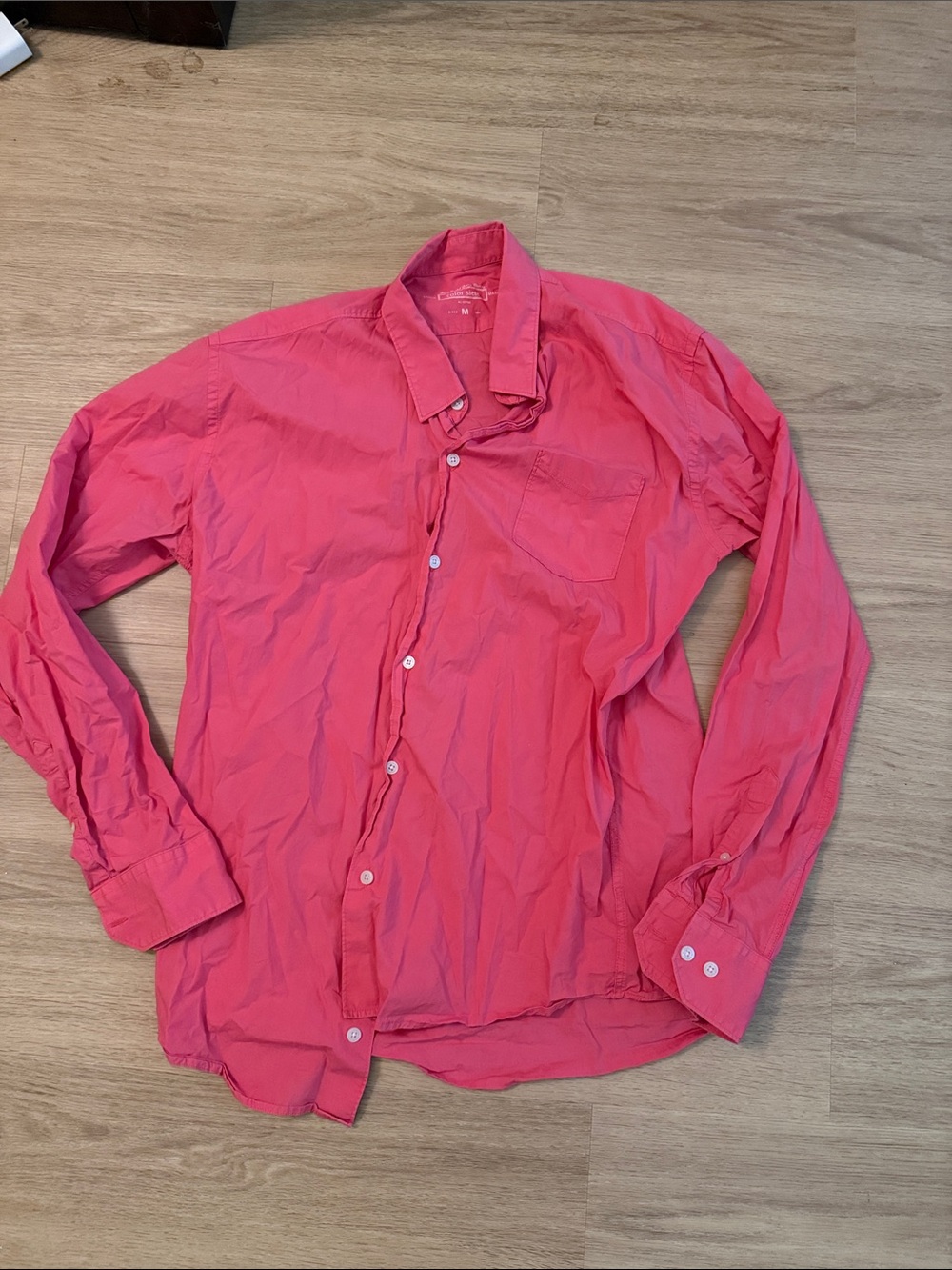 Men's Casual Long-Sleeve Button-Down Shirt in Pink